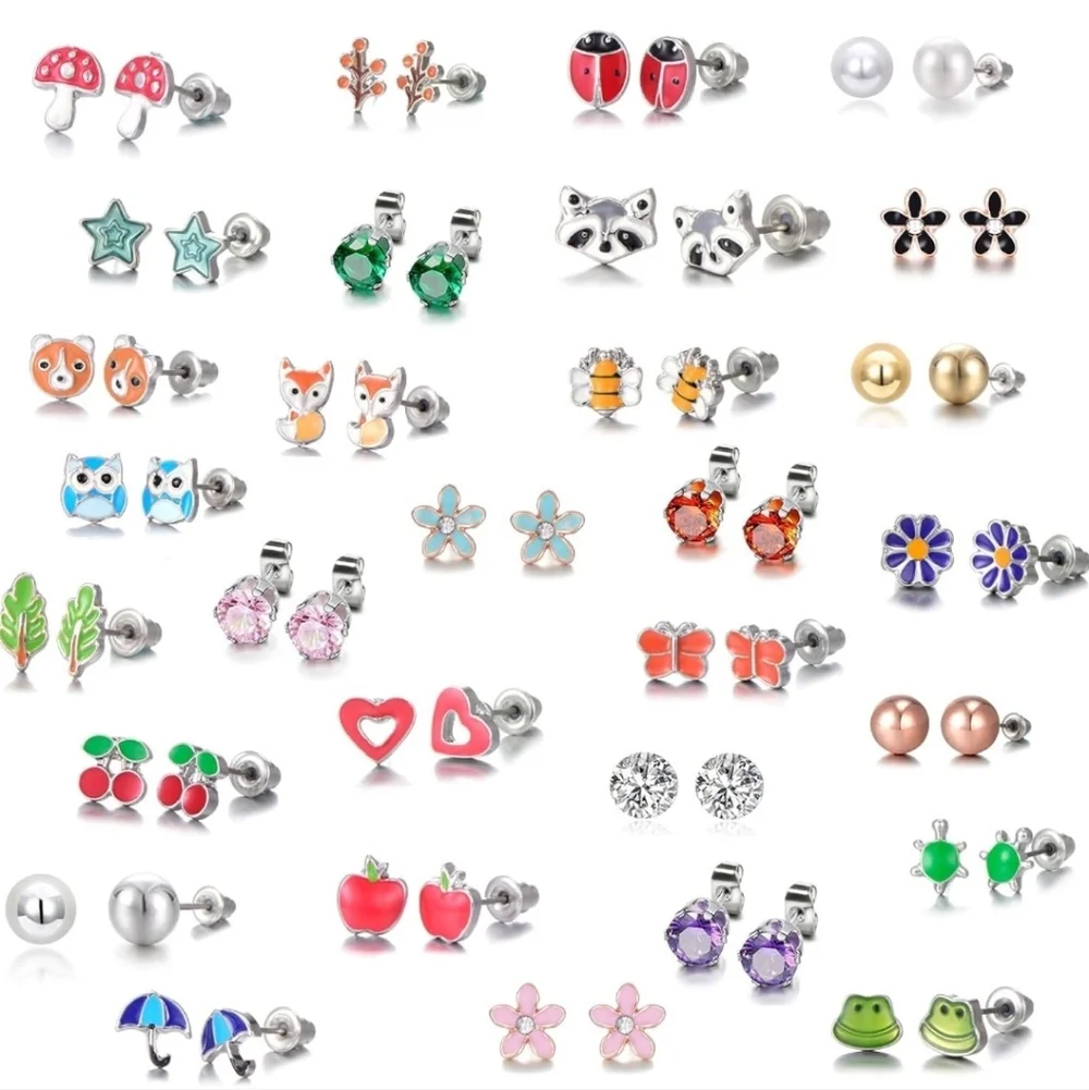 Colorful Kids Stud Earrings Set